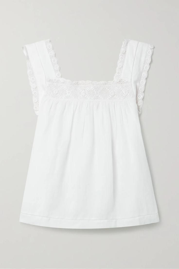DOEN Aphra crochet trimmed ramie top