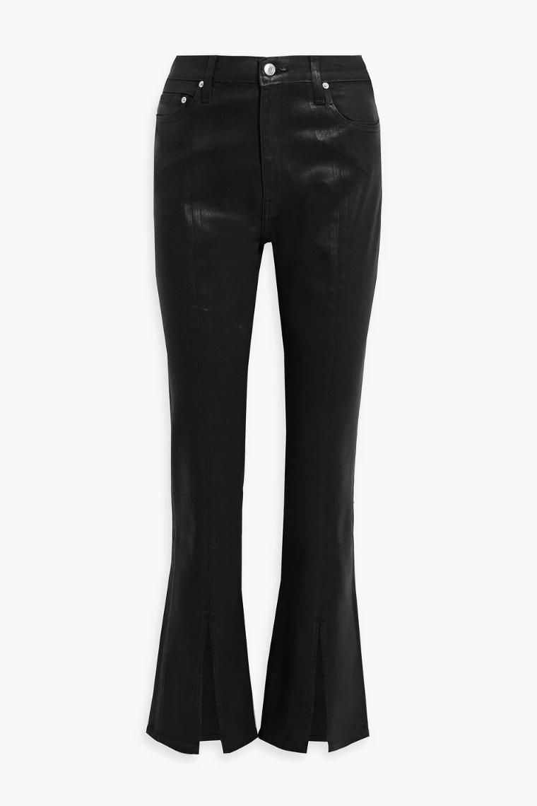 데렉램10크로스비 Waxed high rise flared jeans