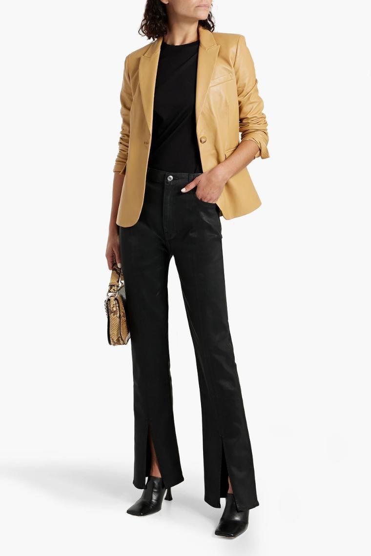 데렉램10크로스비 Waxed high rise flared jeans