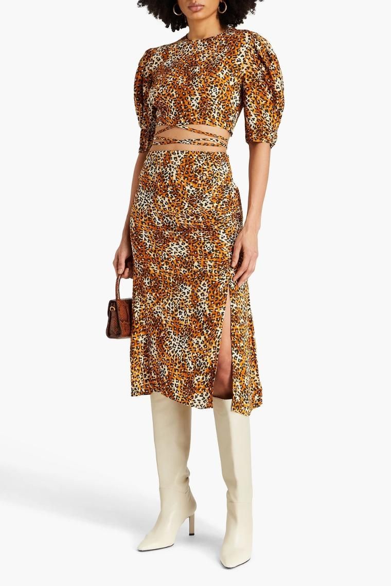 마쥬 Leopard print crepe mini skirt 1647597336540444