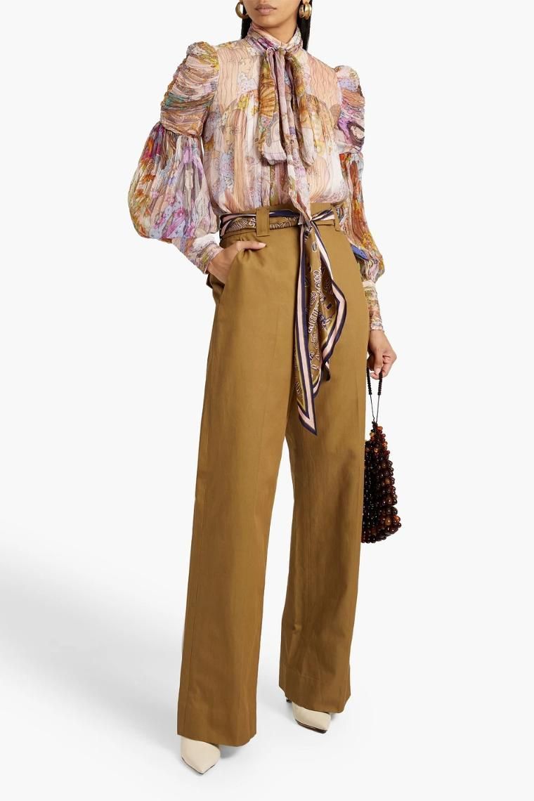 [NB07] 짐머만 여성 블라우스 Pussy bow metallic printed silk blend georgette blouse 1647597320195656