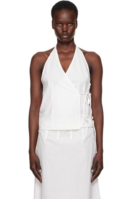 [Deiji Studios]White Drawcord Halter Top 251898F111000