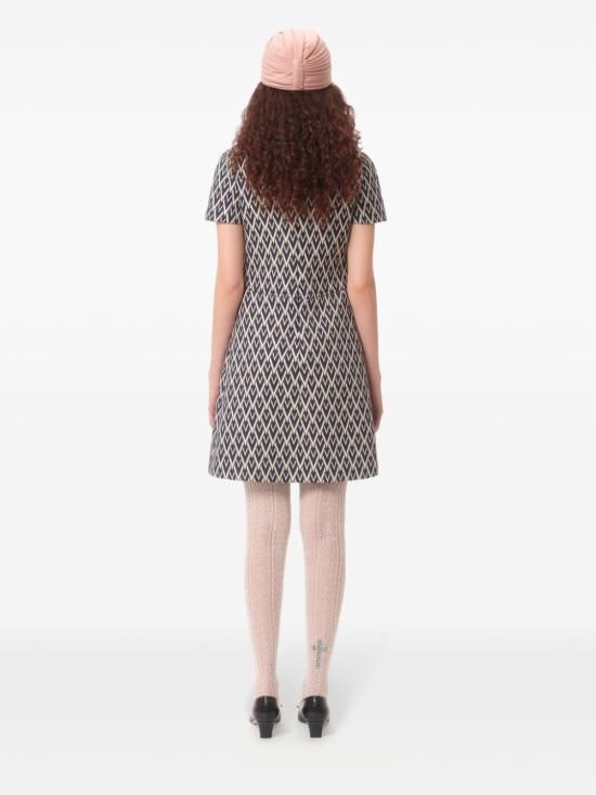 가라바니 6B3VAF10915 QXA slim fit high neck blue wool dress