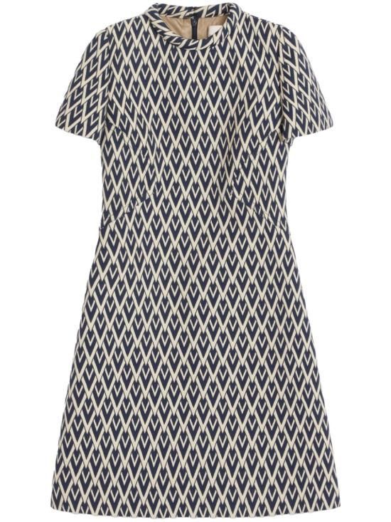 가라바니 6B3VAF10915 QXA slim fit high neck blue wool dress