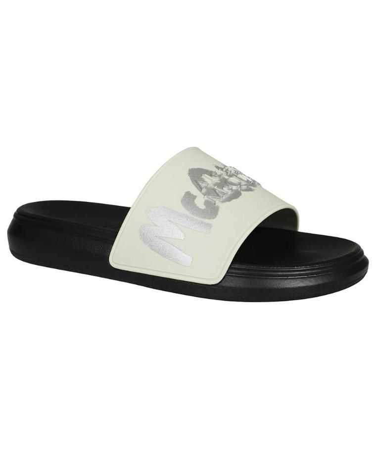 [NB24] 알렉산더 맥퀸 남성 슬리퍼 Alexander McQueen 682490 W4QS3 LOGO Slides   Green 682490w4qs3-4617