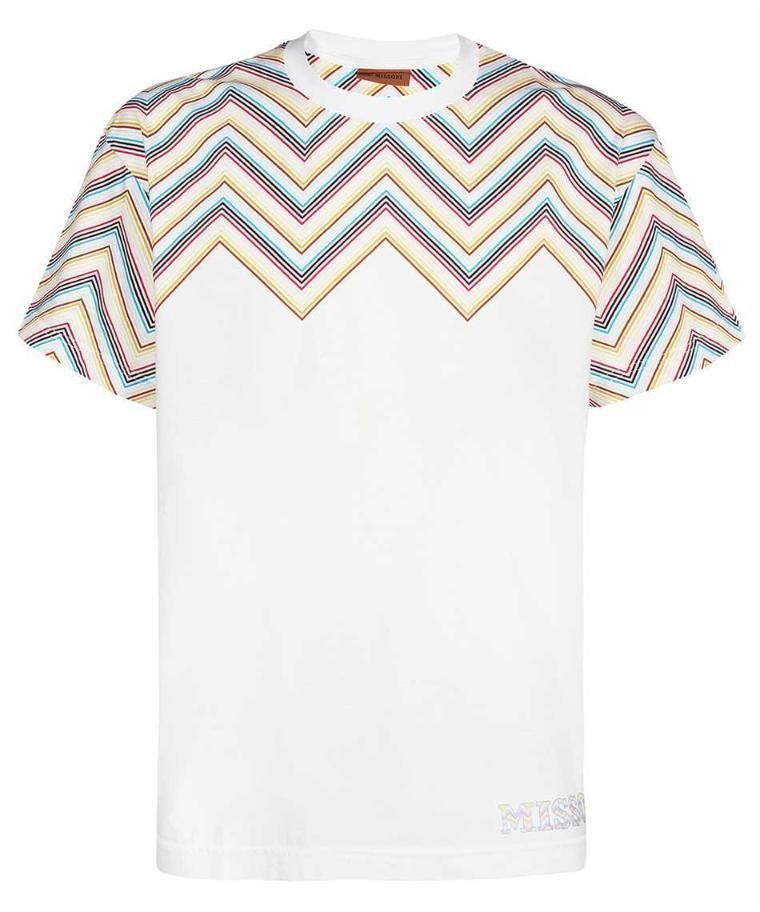 [NB24] 미쏘니 남성 티셔츠 MISSONI US23SL19 CREW NECK COTTON WITH ZIGZAG PRINT T shirt   White us23sl19-s0170
