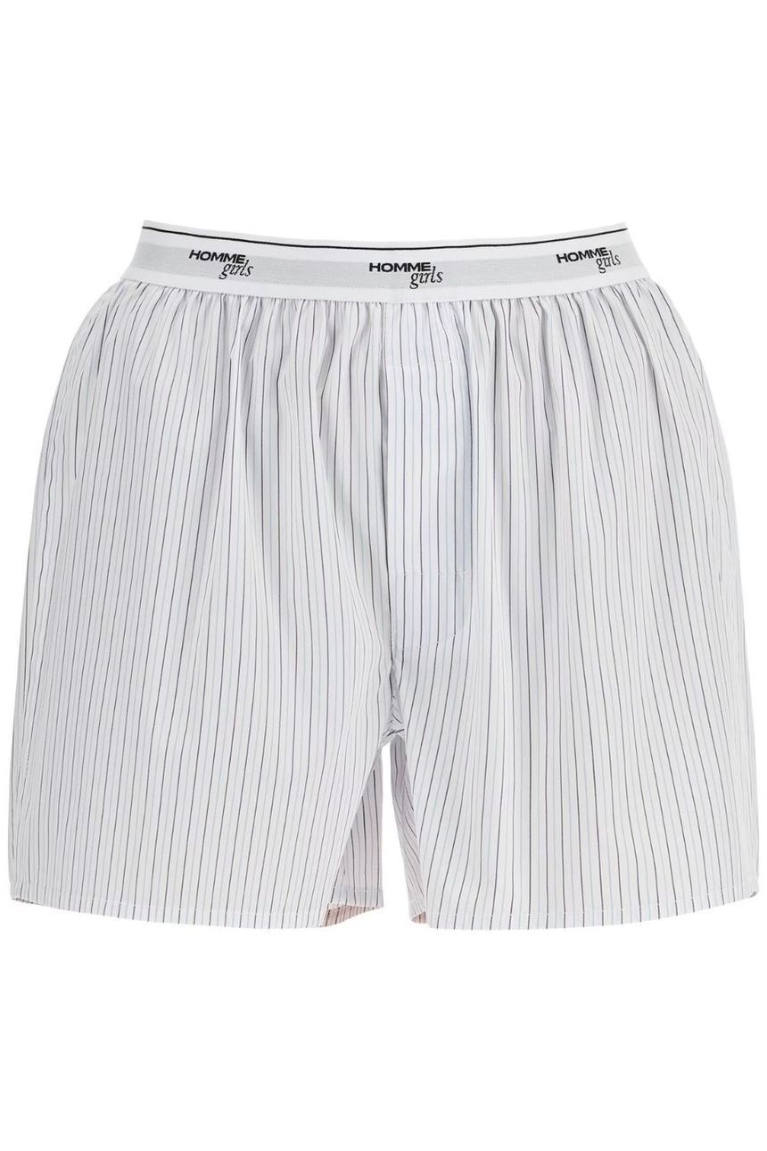 ショートパンツ HOMME GIRLS high-waisted beige striped cotton boxer HGUN004 HOMMEGIRLS | HOMMEGIRLS high waisted beige striped cotton