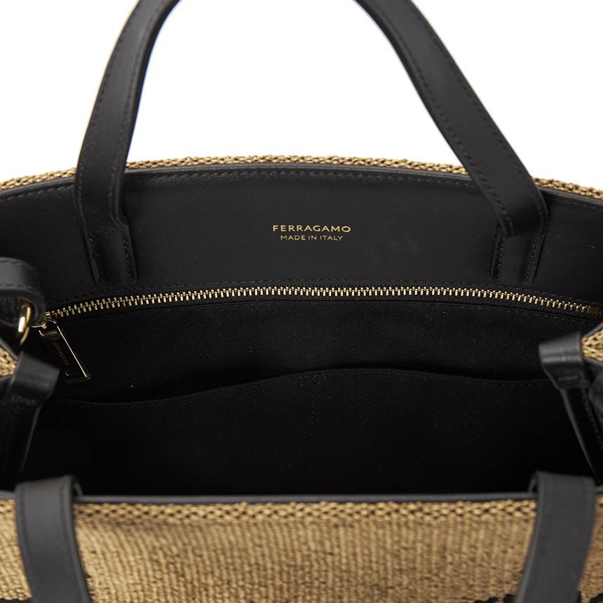 フェラガモ トートバッグ 21 9407 MIELE NERO 0773813 Salvatore Ferragamo Raffia Women's Tote Bag 21 9407 Miele