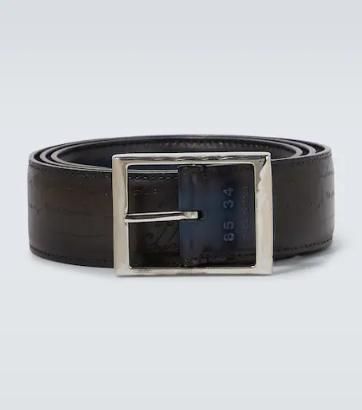 25 SS 벨루티 Classic Scritto 리버서블 레더 벨트 TP546468200