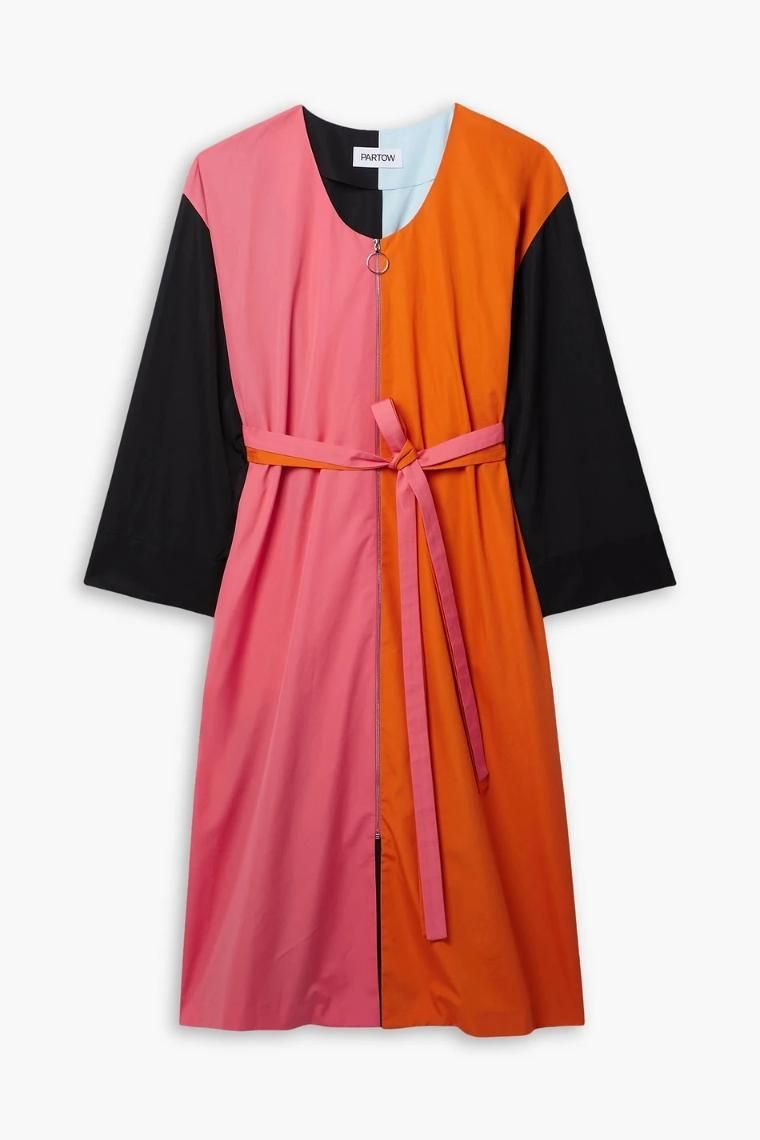 파토우 Andy belted color block cotton poplin midi dress 1647597302149839