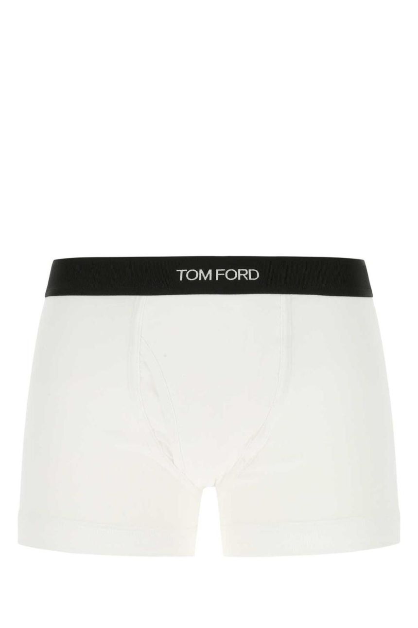 톰포드 White stretch cotton boxer set  T4XC31040 100 WHITE - []