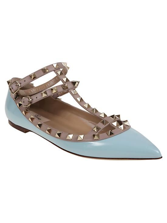 발렌티노 가라바니 플랫 슈즈 WS0376 VNW YGS POPELINE BLUE POUDRE