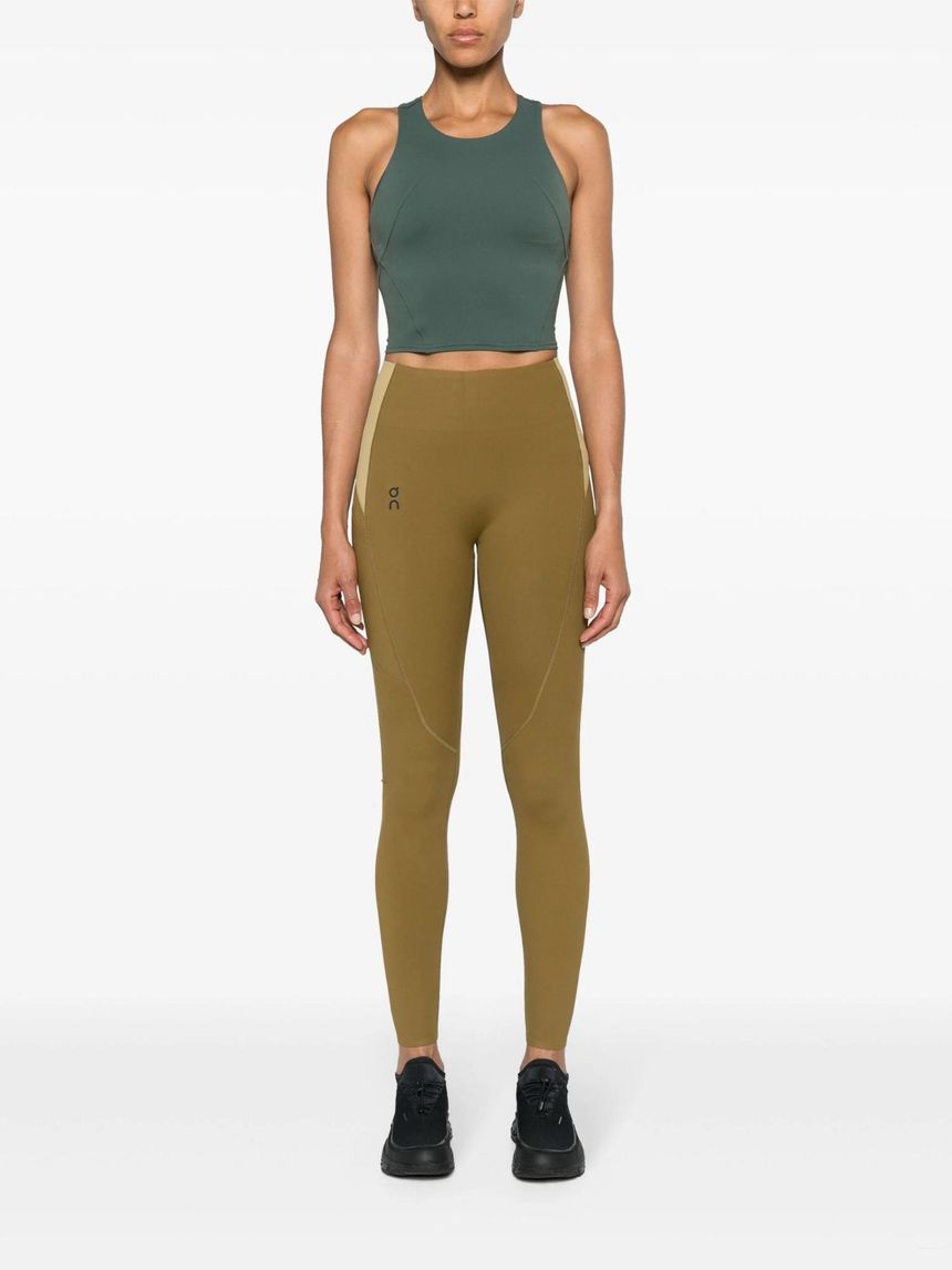 온러닝 Green Logo Print Panelled Performance Leggings 1WE11901921 TP716355757