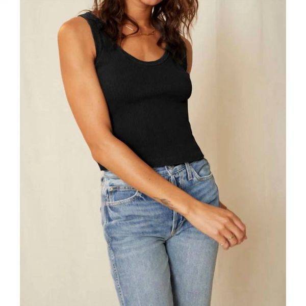 5332358 AMO Crop Rib Tank In Black