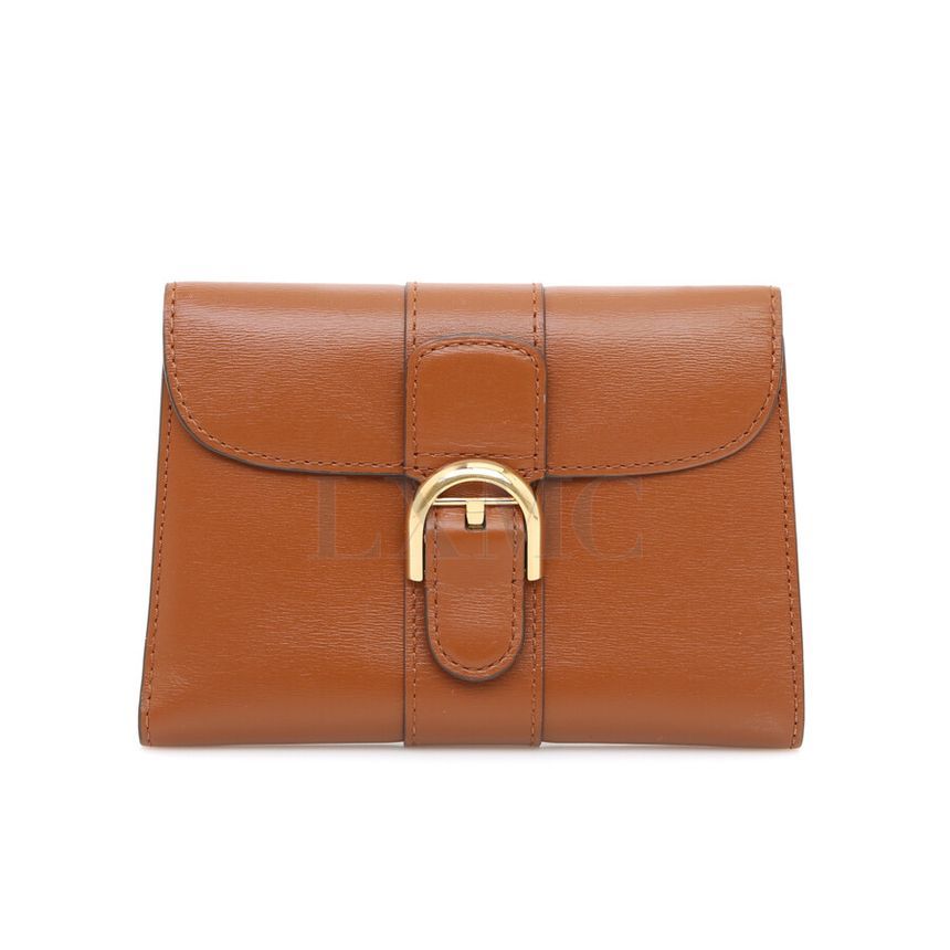 Delvaux Brillant Compact Wallet Calf Leather Gold Buckle