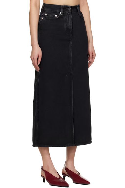 [Loulou de Saison]Black Rona Denim Maxi Skirt 251473F093003