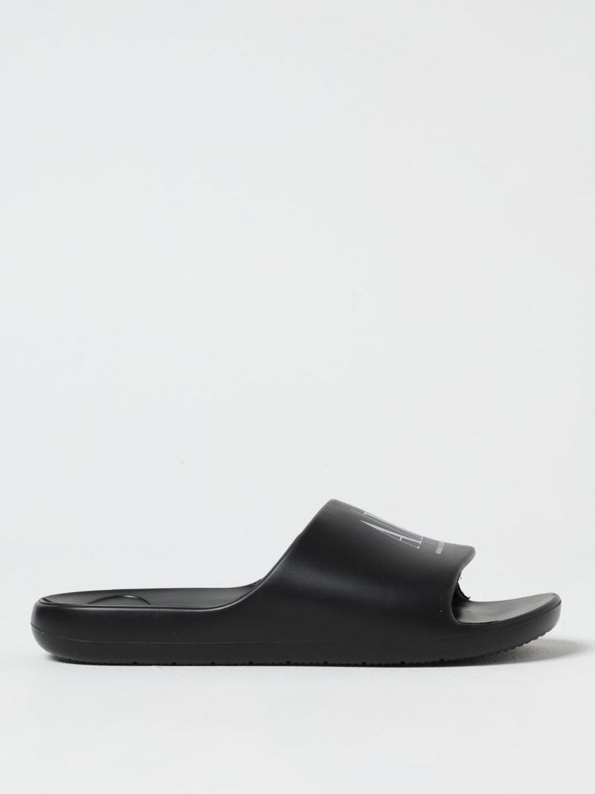 サンダル ARMANI EXCHANGE Men Sandals Black XUP012XV675 S277 Armani Exchange Logo Flat Slippers Men's SLIPPERS XUP012