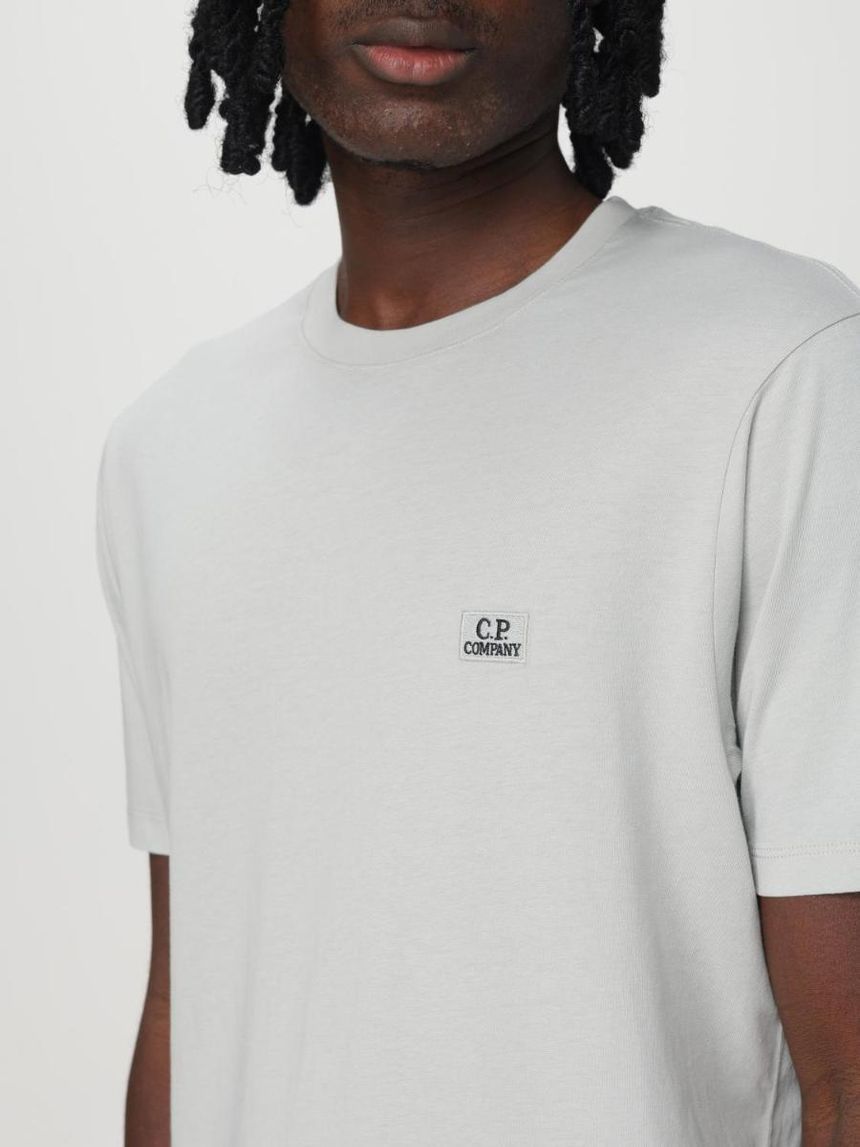 Tシャツ・カットソー C.P. COMPANY Men T Shirts 18CMTS031A005100W 103 White CP Company Men's Mini Logo Patch Short Sleeve T-Shirt (White