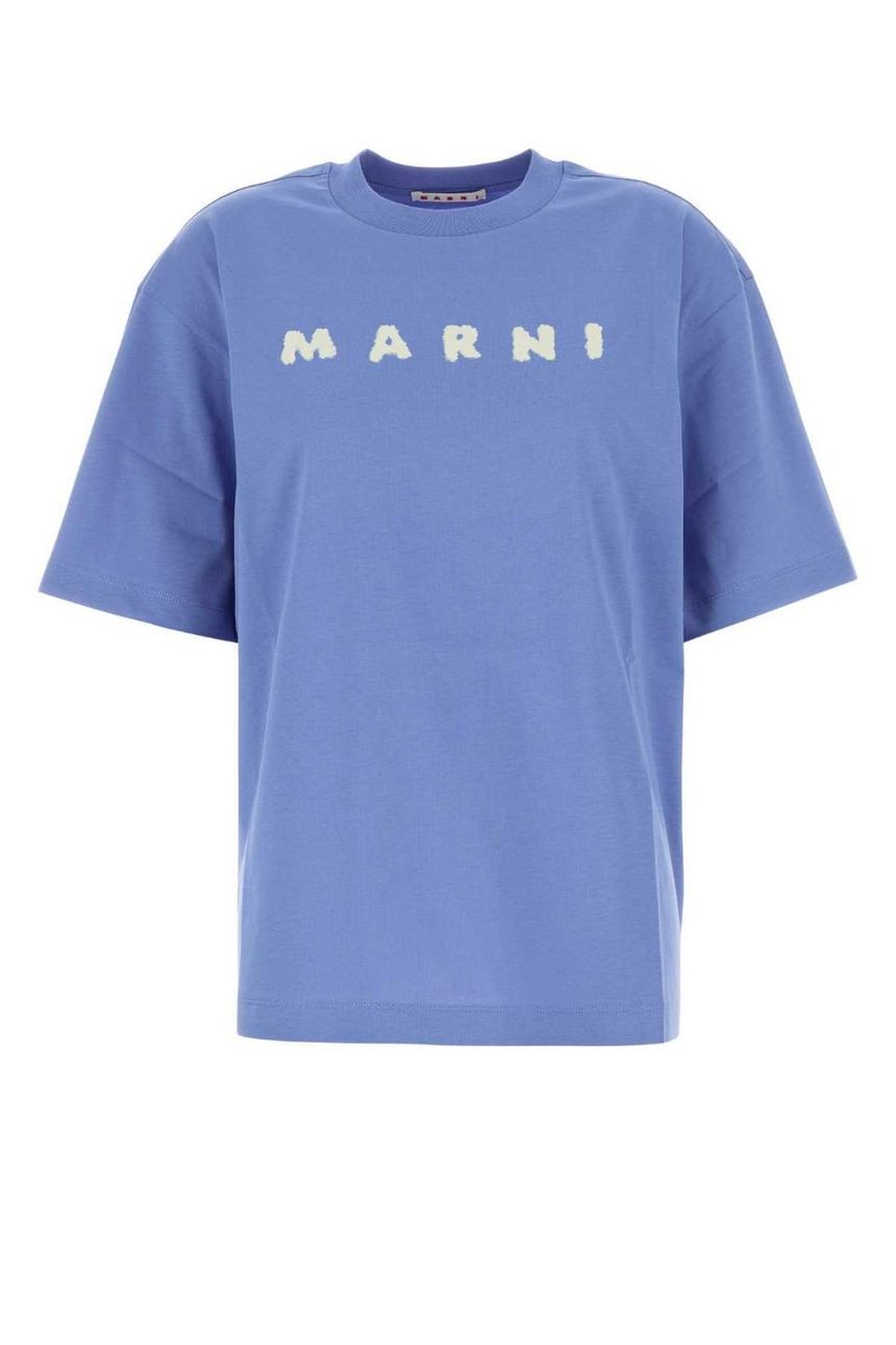 MARNI Cerulean blue cotton t-shirt THJET49P13USCX42 SLB26
