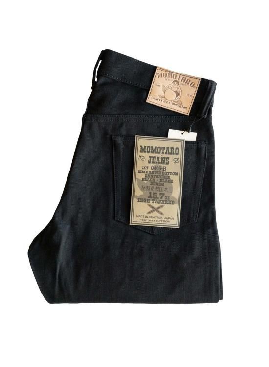 Momotaro Jeans 데님 팬츠 모모타로 진 0405 B 15.7oz 짐바브웨 코튼 하이 테이퍼드 데님 블랙