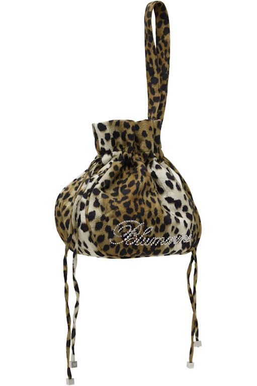 [블루마린]Brown   Black Printed Satin Rhinestone Logo Pouch 251901F045000
