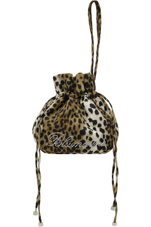 [블루마린]Brown   Black Printed Satin Rhinestone Logo Pouch 251901F045000