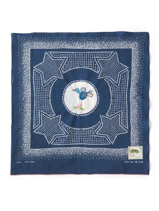캐피탈 머플러 스카프 Kapital Fastcolor Selvedge Bandanna Magpie 자수 네이비