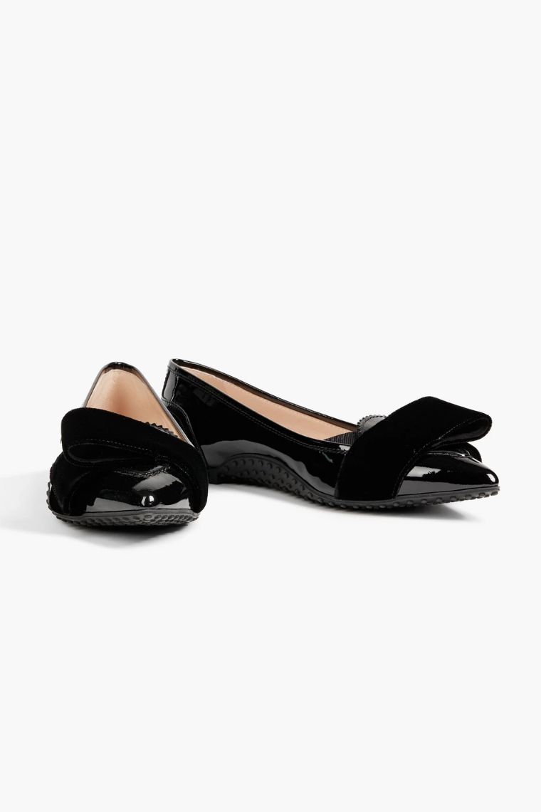 ALESSANDRO DELL'ACQUA X TOD'S Bow embellished patent leather point toe flats 1647597291032830