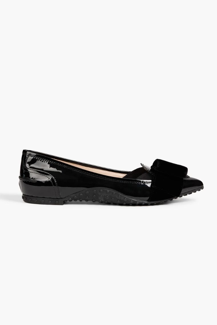ALESSANDRO DELL'ACQUA X TOD'S Bow embellished patent leather point toe flats 1647597291032830