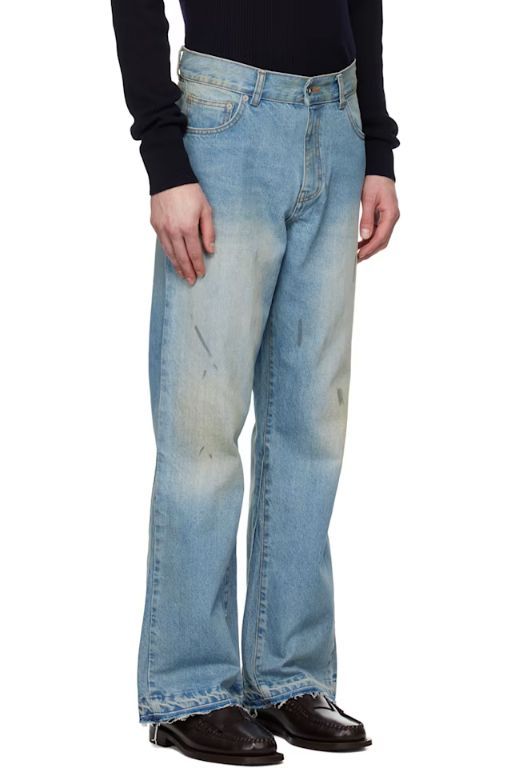 [Tonywack]Blue Flared Leg Reconstructed Jeans 251251M186005