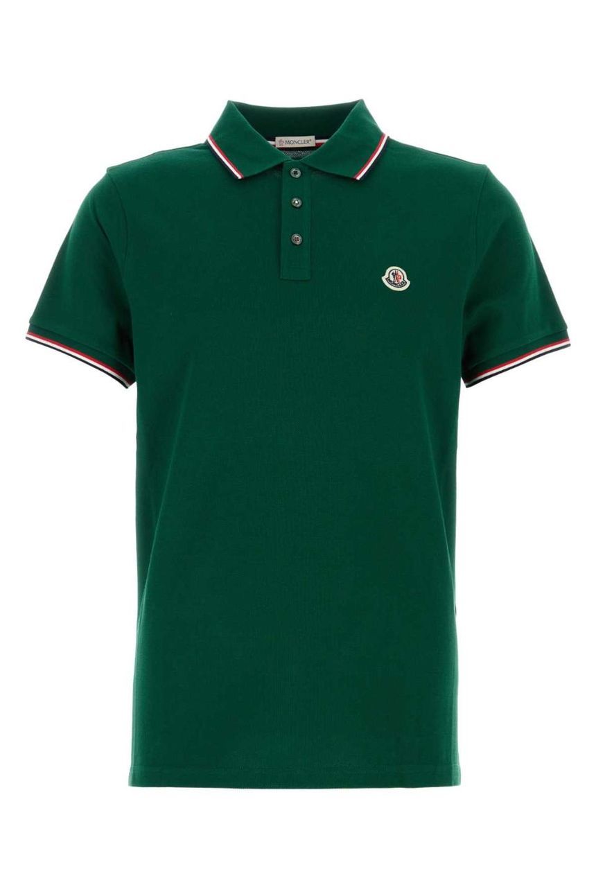 MONCLER Green piquet polo shirt 8A7030084556 875