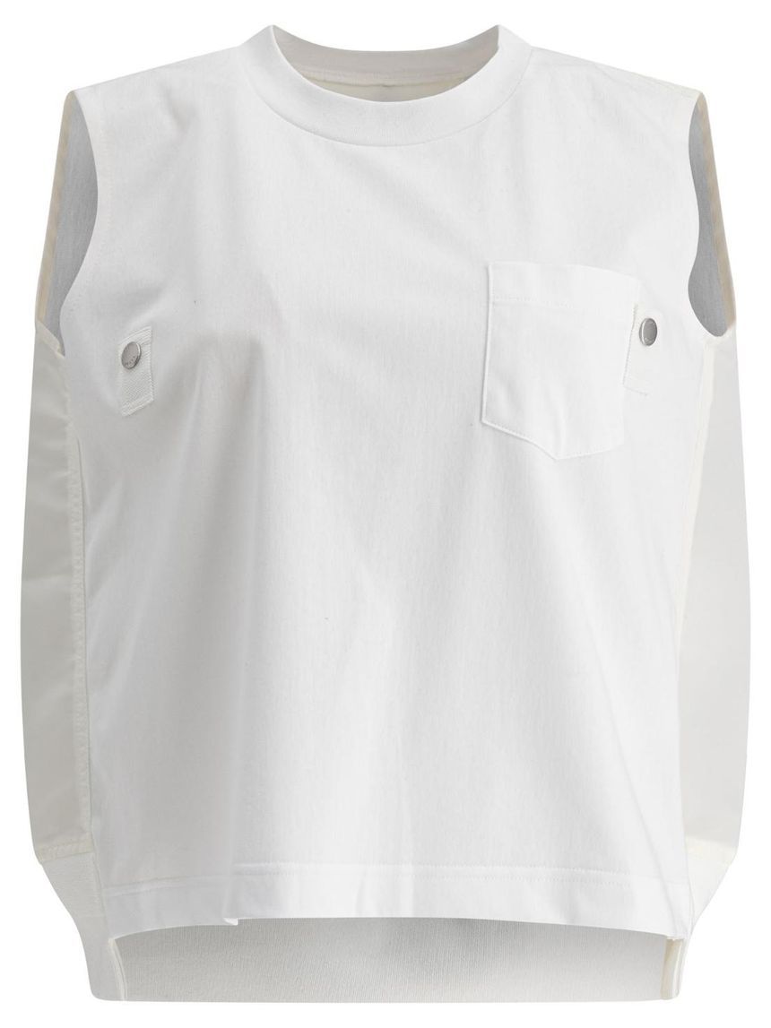 사카이 Cotton jersey and nylon twill tank top White 25-07695101 []
