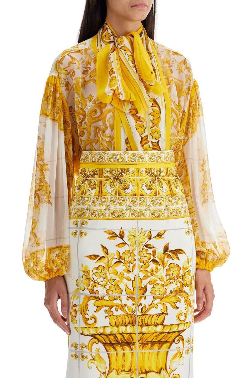 DOLCE & GABBANA open chiffon blouse with maiol F5P73T HI1L9/HG3TN