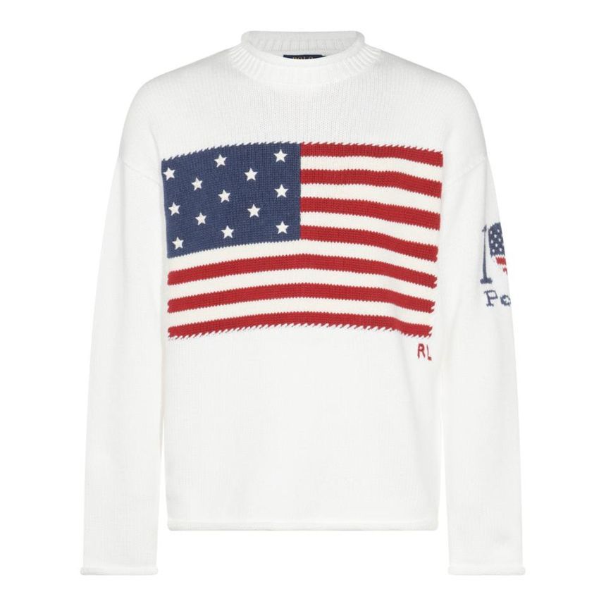 [S27]폴로  710962906001 남성 니트 가디건 브이넥니트 풀오버니트 스웨터 로고 WHITE  BLUE AND RED COTTON JUMPER