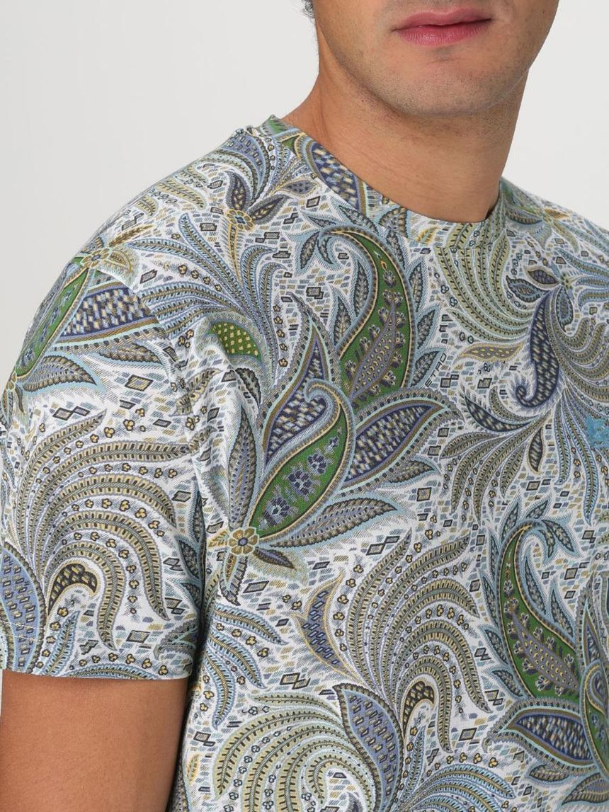 Tシャツ・カットソー ETRO Men T-shirt Multicolor MRMA0002AK593 X0883 Etro men's crew-neck cotton T-shirt with floral pattern