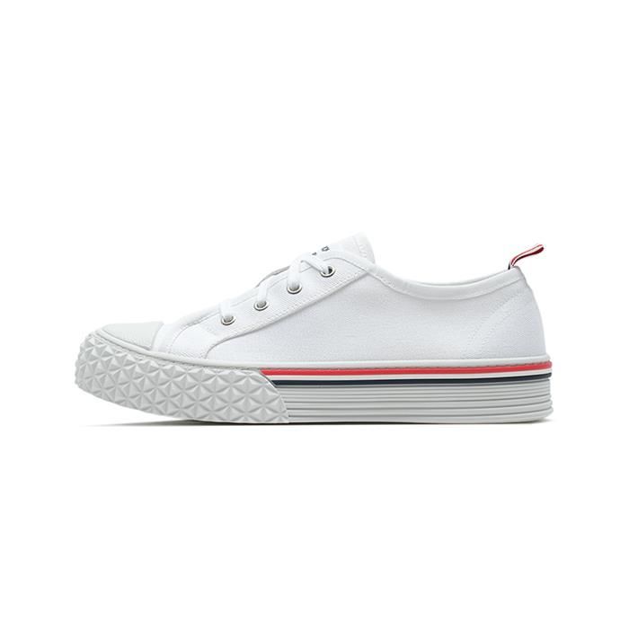 スニーカー Thom Browne MFD253A F0102 COLLEGIATE LOW TOP Sneakers Thom Browne Men's Canvas Collegiate Sneakers White MFD253A