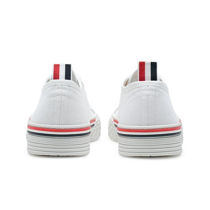 スニーカー Thom Browne MFD253A F0102 COLLEGIATE LOW TOP Sneakers Thom Browne Men's Canvas Collegiate Sneakers White MFD253A