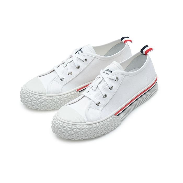 スニーカー Thom Browne MFD253A F0102 COLLEGIATE LOW TOP Sneakers Thom Browne Men's Canvas Collegiate Sneakers White MFD253A