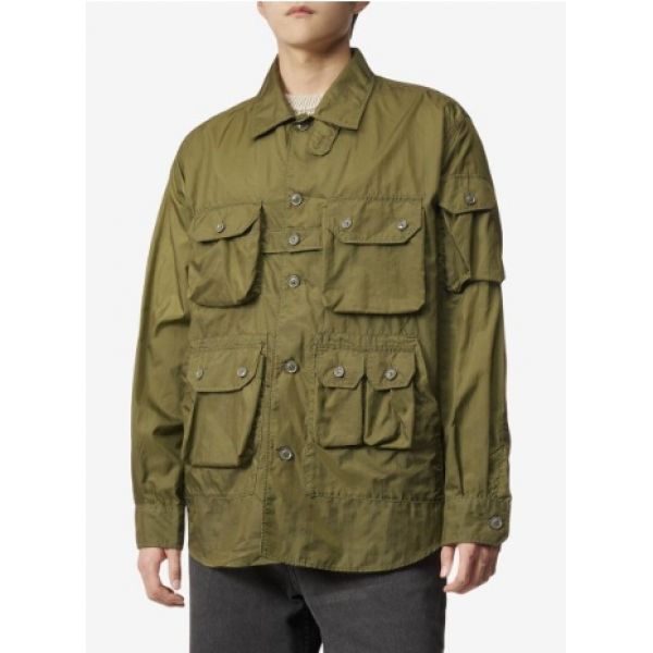 ENGINEERED GARMENTS 엔지니어드 가먼츠 Explorer Shirt Jacket - Olive PC Coated Cloth (22F1D037-LN170-SD006) (PC 코티트 클로스 익스플로러 셔츠 자켓)
