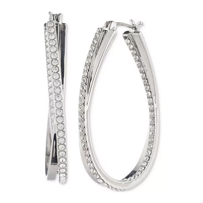 지방시 귀걸이 크리스탈 더블 트위스트 지름2.5cm white