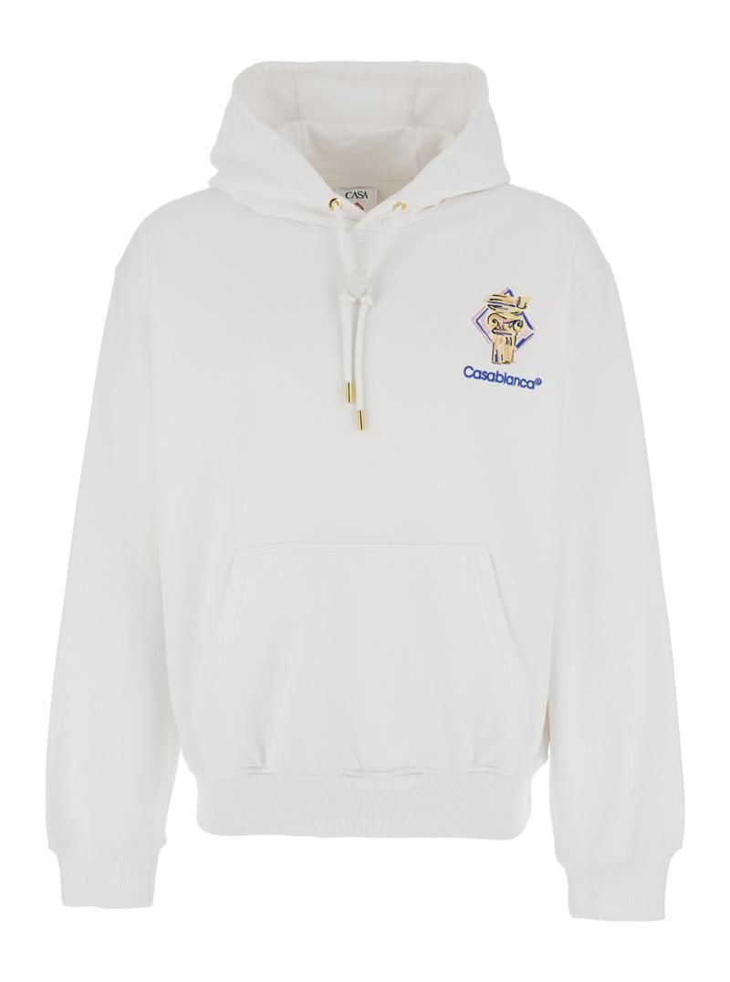 CASABLANCA MPS25JTP29202WHITE Diamond Column Embroidered Hoodie