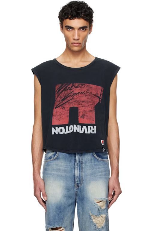 [Rivington Roi Rebis]Black Rchon Muscle Tank Top 251268M213025