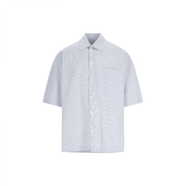 BOTTEGA VENETA BV 자수 체크 코튼 린넨 셔츠 270508