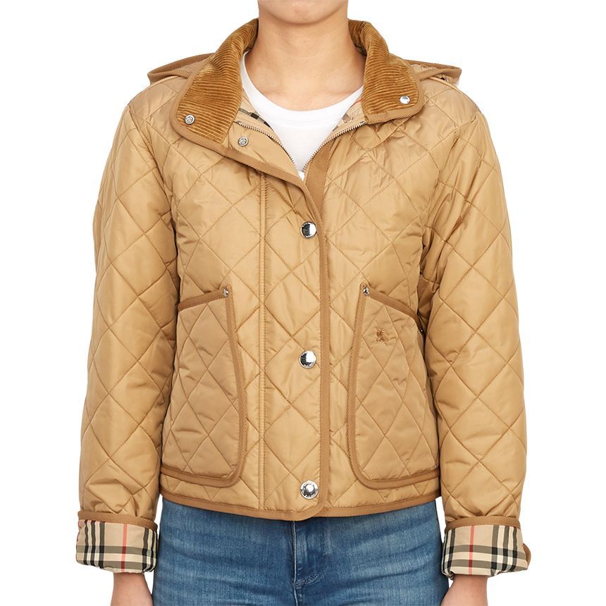 【BURBERRY】CROPPED QUILTED JACKET Burberry Black Cropped Quilted Nylon Jacket Burberry