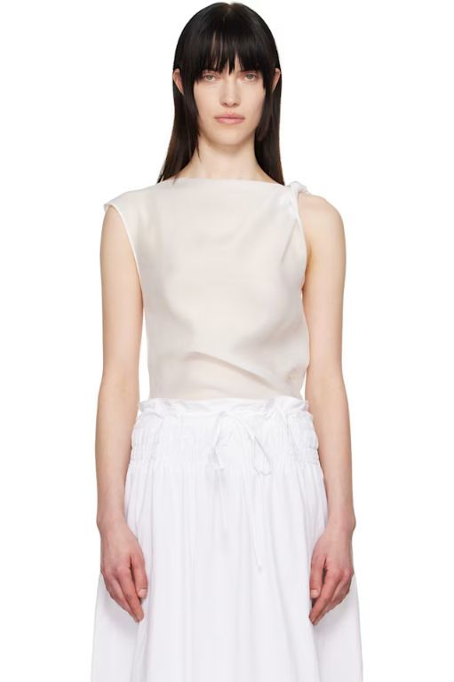 [LE 17 SEPTEMBRE]White Asymmetrical Draped Tank Top 251495F107000