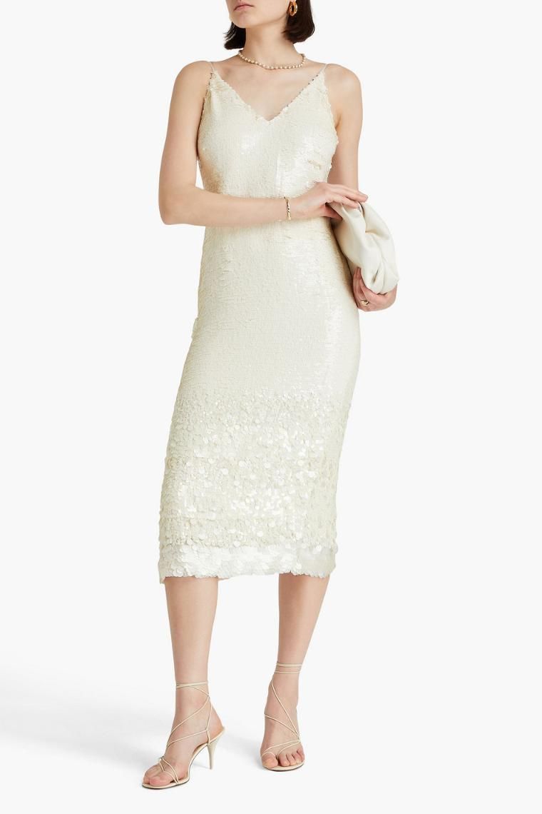 베로니카비어드 Perla sequin embellished georgette midi slip dress 46376663162869501