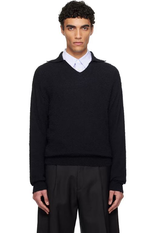 [MFPEN]Black V Neck Collar Sweater 251505M212000