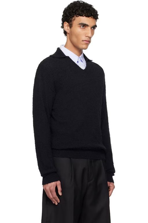 [MFPEN]Black V Neck Collar Sweater 251505M212000