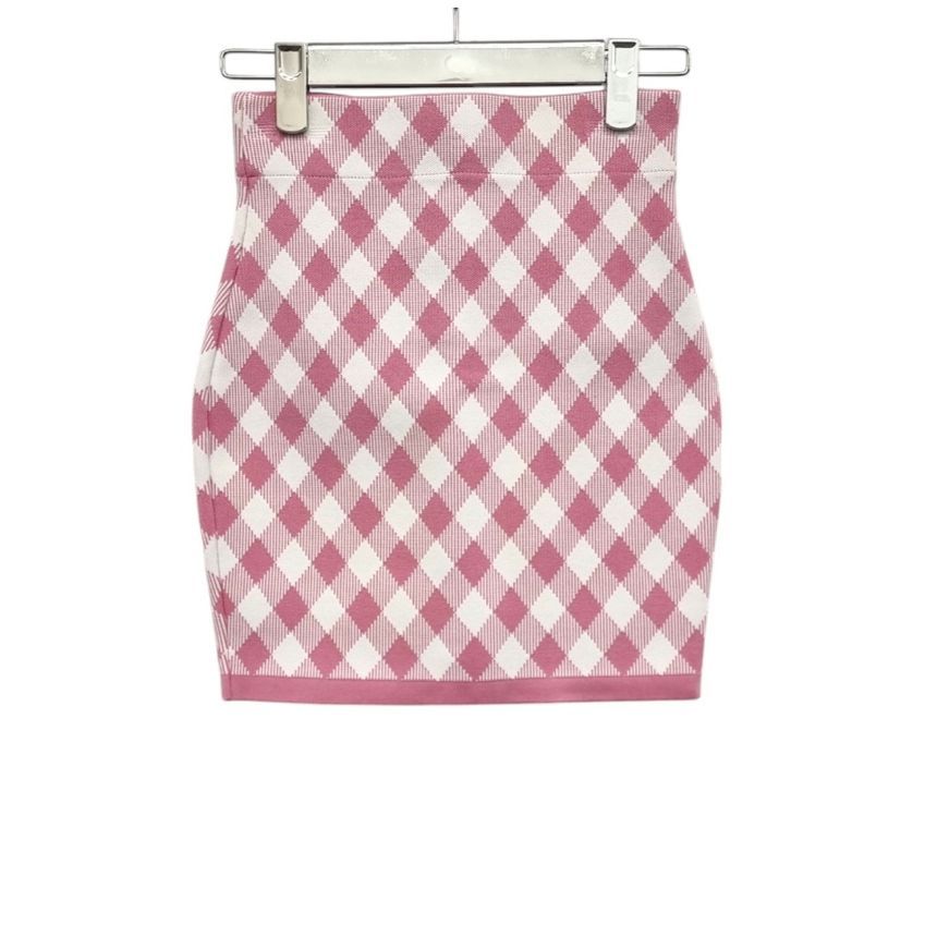 Balmain Pink Check Skirt ETB021051 127648920 | eBay