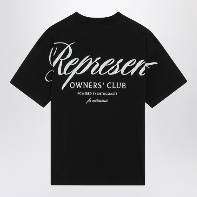 REPRESENT OCM41201CO/Q_REPRE-001 로고가 있는 검은색 코튼 티셔츠